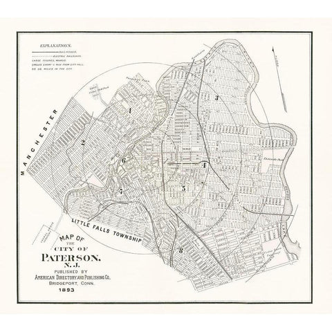 Paterson New Jersey - American Pub Co 1893  Gold Ornate Wood Framed Art Print with Double Matting by American Pub Co