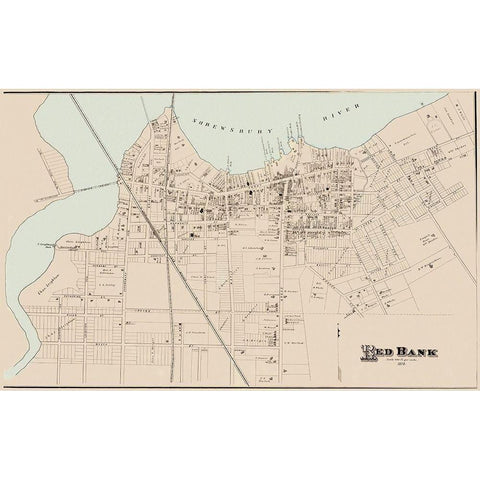 Red Bank New Jersey Landowner - Woolman 1878 Gold Ornate Wood Framed Art Print with Double Matting by Woolman