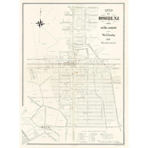 Roselle New Jersey - Lansley 1887  White Modern Wood Framed Art Print by Lansley