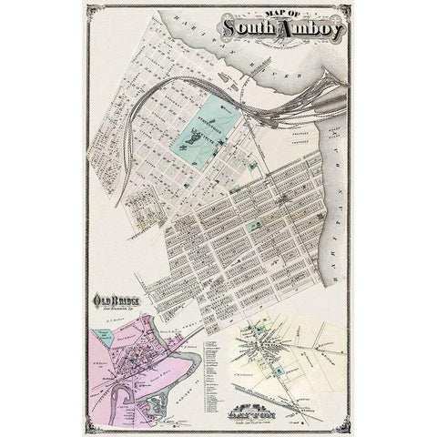 South Amboy, Old Bridge New Jersey Landowner White Modern Wood Framed Art Print by Everts