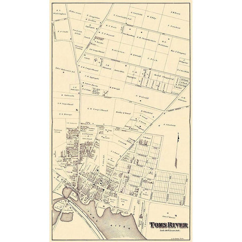Toms River New Jersey Landowner - Irons 1878 Gold Ornate Wood Framed Art Print with Double Matting by Irons