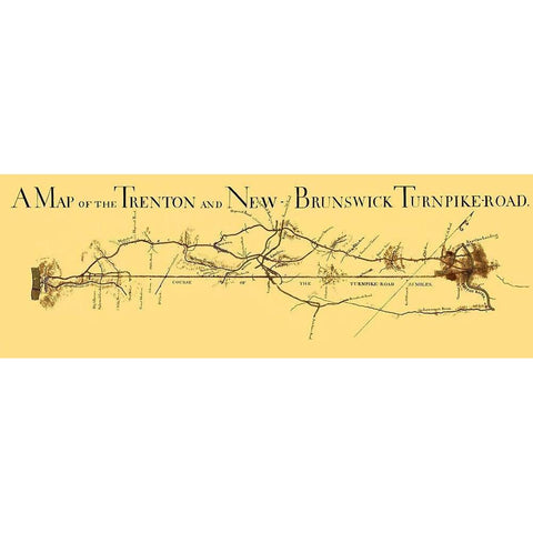 Trenton and New Brunswick Turnpike - 1800 Gold Ornate Wood Framed Art Print with Double Matting by Unknown