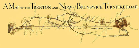 Trenton and New Brunswick Turnpike - 1800 Black Ornate Wood Framed Art Print with Double Matting by Unknown