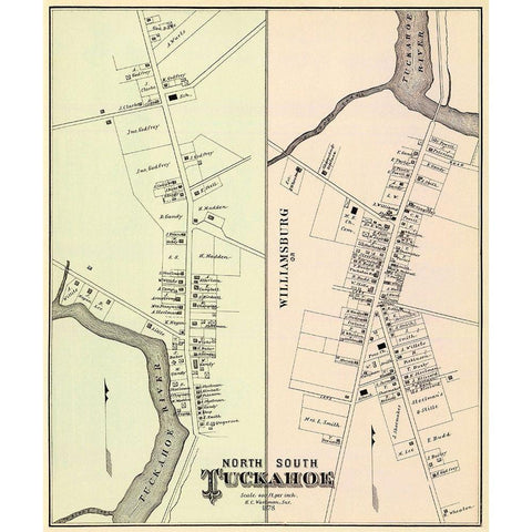 Tuckahoe, North and South New Jersey Landowner White Modern Wood Framed Art Print by Woolman