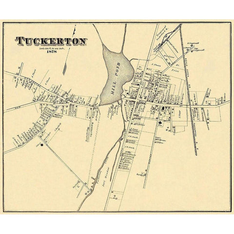 Tuckerton New Jersey Landowner - Woolman 1878 Black Modern Wood Framed Art Print with Double Matting by Woolman