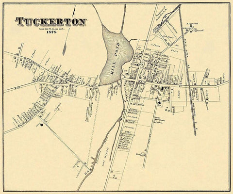 Tuckerton New Jersey Landowner - Woolman 1878 Black Ornate Wood Framed Art Print with Double Matting by Woolman