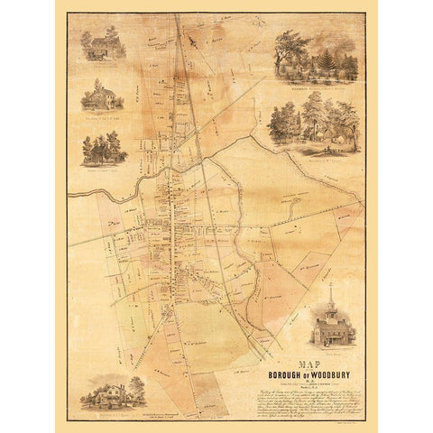 Woodbury New Jersey - Pierson 1854  White Modern Wood Framed Art Print by Pierson