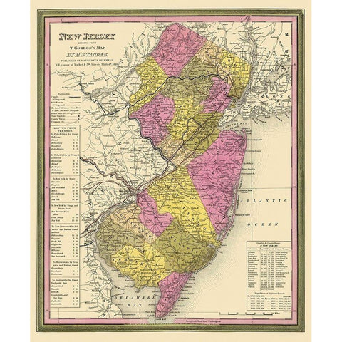 New Jersey - Mitchell 1846 Gold Ornate Wood Framed Art Print with Double Matting by Mitchell