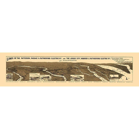 New Jersey Electric Railway Companies 1894 Gold Ornate Wood Framed Art Print with Double Matting by Morrisse