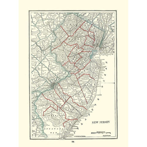 New Jersey - Rathbun 1893 White Modern Wood Framed Art Print by Rathbun