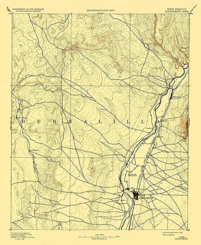 Albuquerque New Mexico Sheet - USGS 1888 White Modern Wood Framed Art Print with Double Matting by USGS