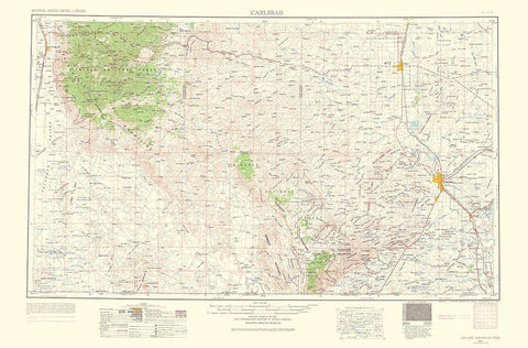 Carlsbad New Mexico Quad - USGS 1963 Black Ornate Wood Framed Art Print with Double Matting by USGS