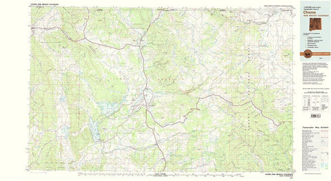 Chama New Mexico Colorado Quad - USGS 1981 White Modern Wood Framed Art Print with Double Matting by USGS