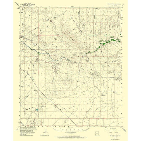 Canador Peak New Mexico Quad - USGS 1959 Gold Ornate Wood Framed Art Print with Double Matting by USGS