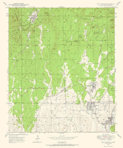 Fort Bayard New Mexico Quad - USGS 1947 Black Ornate Wood Framed Art Print with Double Matting by USGS