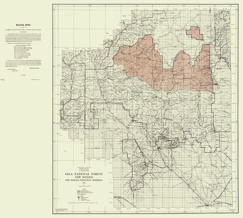 Gila National Forest New Mexico - Elliot 1931 Black Ornate Wood Framed Art Print with Double Matting by Elliot