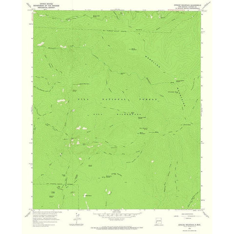 Grouse Mountain New Mexico Quad - USGS 1965 White Modern Wood Framed Art Print by USGS