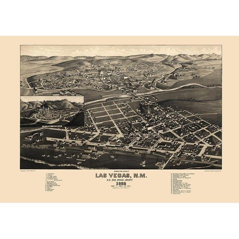 Las Vegas New Mexico - Stoner 1882 Gold Ornate Wood Framed Art Print with Double Matting by Stoner