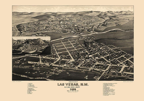 Las Vegas New Mexico - Stoner 1882 White Modern Wood Framed Art Print with Double Matting by Stoner