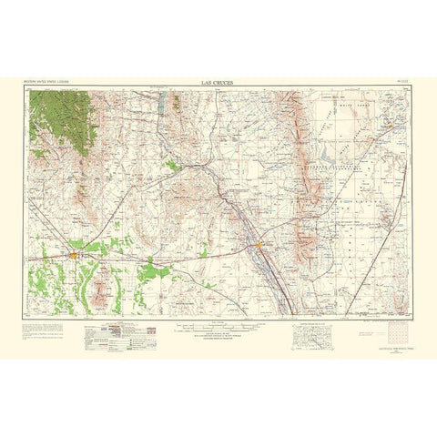 Las Cruces New Mexico Quad - USGS 1963 Black Modern Wood Framed Art Print with Double Matting by USGS