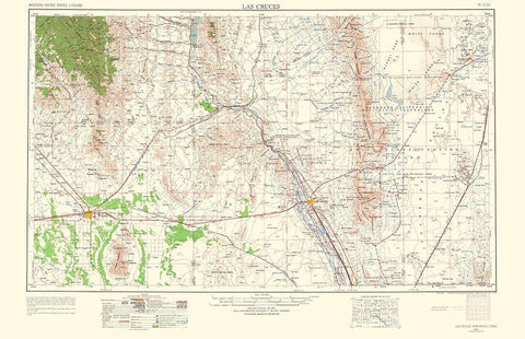 Las Cruces New Mexico Quad - USGS 1963 Black Ornate Wood Framed Art Print with Double Matting by USGS