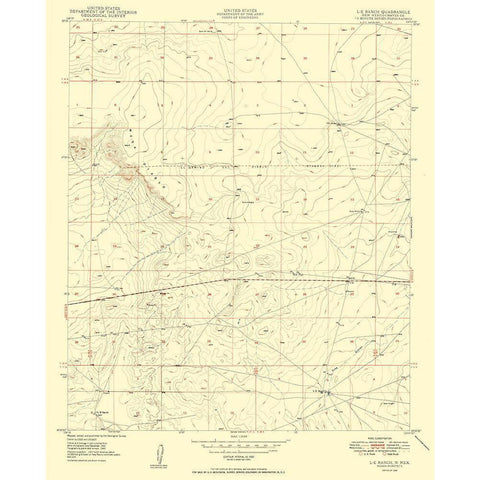 L-E Ranch Chaves County New Mexico Quad - USGS Gold Ornate Wood Framed Art Print with Double Matting by USGS