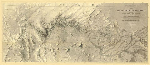 Colorado River New Mexico No 2 - Floyd 1858 Black Ornate Wood Framed Art Print with Double Matting by Floyd