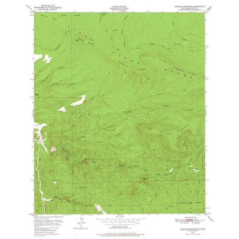 Reading Mountain New Mexico Quad - USGS 1950 Black Modern Wood Framed Art Print with Double Matting by USGS