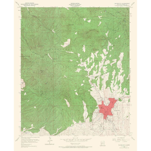 Silver City New Mexico Quad - USGS 1950 White Modern Wood Framed Art Print by USGS