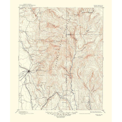 Santa Fe New Mexico Sheet - USGS 1948 Gold Ornate Wood Framed Art Print with Double Matting by USGS