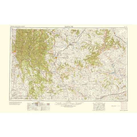 Santa Fe New Mexico Quad - USGS 1958 Black Modern Wood Framed Art Print with Double Matting by USGS