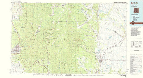 Santa Fe New Mexico Quad - USGS 1983 White Modern Wood Framed Art Print with Double Matting by USGS
