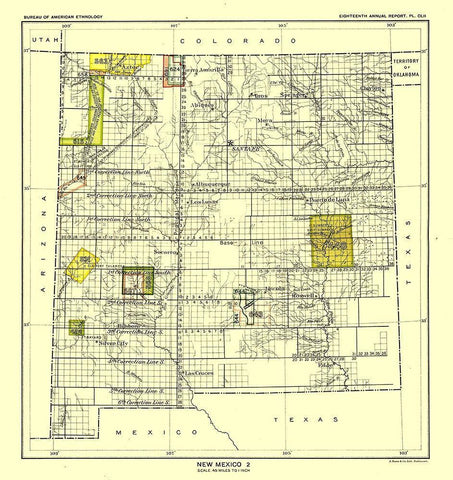 New Mexico - Santa Fe - Hoen 1896 Black Ornate Wood Framed Art Print with Double Matting by Hoen