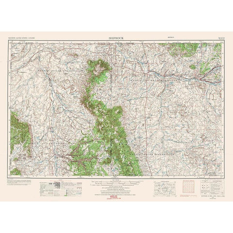 Shiprock New Mexico Quad - USGS 1954 Black Modern Wood Framed Art Print with Double Matting by USGS