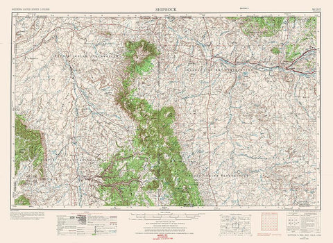 Shiprock New Mexico Quad - USGS 1954 Black Ornate Wood Framed Art Print with Double Matting by USGS