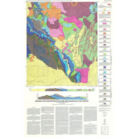 Silver City Quad New Mexico Mines - Cunningham White Modern Wood Framed Art Print by Cunningham