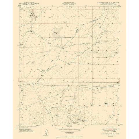 Sardine Mountain New Mexico Quad - USGS 1949 Black Modern Wood Framed Art Print with Double Matting by USGS