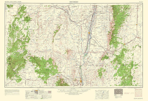 Socorro New Mexico Quad - USGS 1962 Black Ornate Wood Framed Art Print with Double Matting by USGS