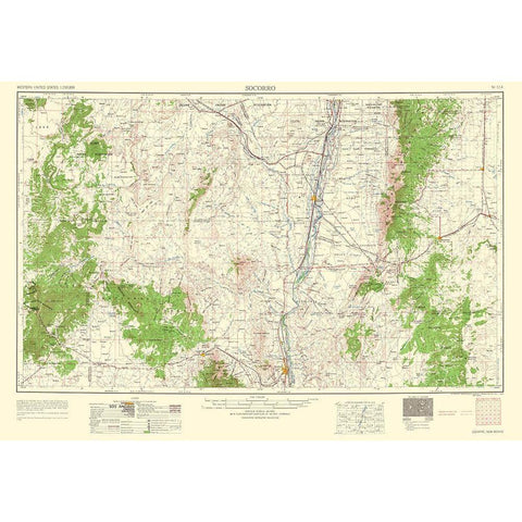 Socorro New Mexico Quad - USGS 1962 Black Modern Wood Framed Art Print with Double Matting by USGS