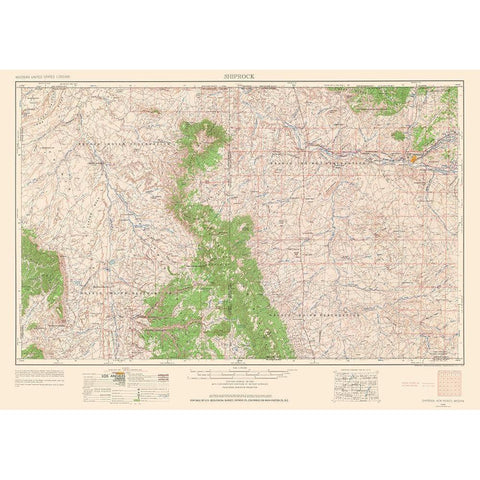Shiprock New Mexico Quad - USGS 1963 Gold Ornate Wood Framed Art Print with Double Matting by USGS