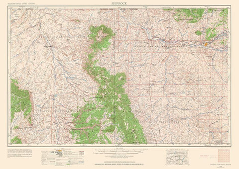 Shiprock New Mexico Quad - USGS 1963 Black Ornate Wood Framed Art Print with Double Matting by USGS