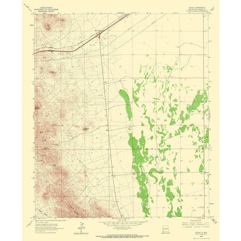 Steins New Mexico Quad - USGS 1965 Gold Ornate Wood Framed Art Print with Double Matting by USGS