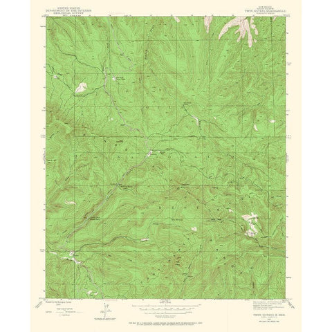 Twin Sisters New Mexico Quad - USGS 1947 White Modern Wood Framed Art Print by USGS