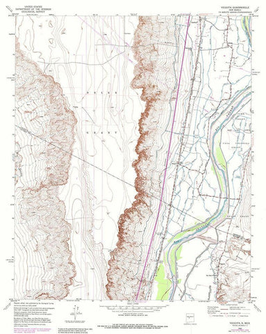 Veguita New Mexico Quad - USGS 1952 Black Ornate Wood Framed Art Print with Double Matting by USGS