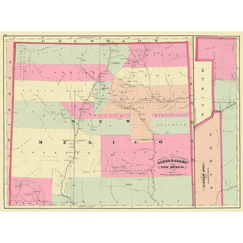 New Mexico - Asher 1874 White Modern Wood Framed Art Print by Asher