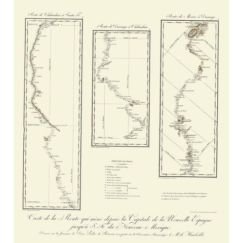 New Mexico Routes - von Humbolt 1807 Black Modern Wood Framed Art Print with Double Matting by von Humbolt