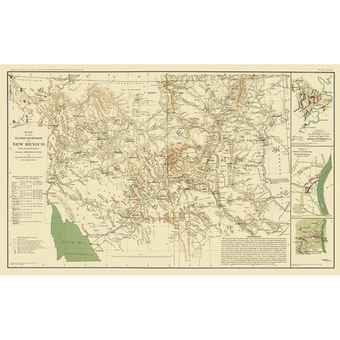 New Mexico Military Department - Carleton 1864 Gold Ornate Wood Framed Art Print with Double Matting by Carleton