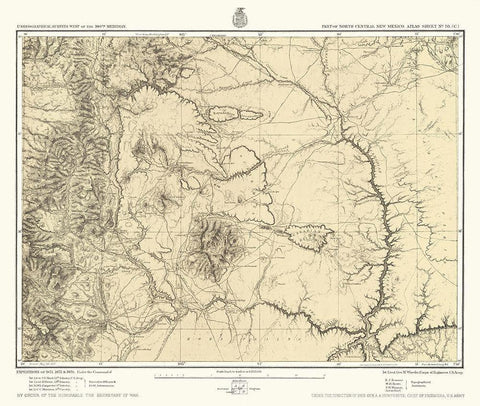 New Mexico North New Mexico Sheet - US Army 1877 Black Ornate Wood Framed Art Print with Double Matting by US Army