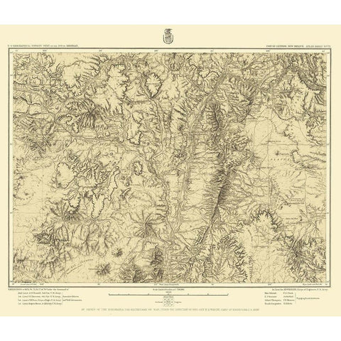 New Mexico Central New Mexico Sheet - US Army 1882 White Modern Wood Framed Art Print by US Army