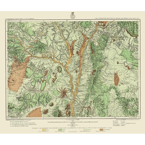 Central New Mexico Land Classification Sheet Gold Ornate Wood Framed Art Print with Double Matting by US Army